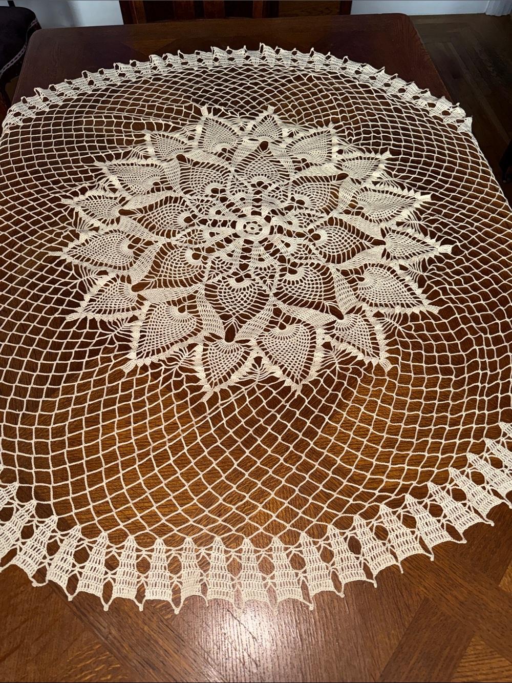 Antique lace table topper